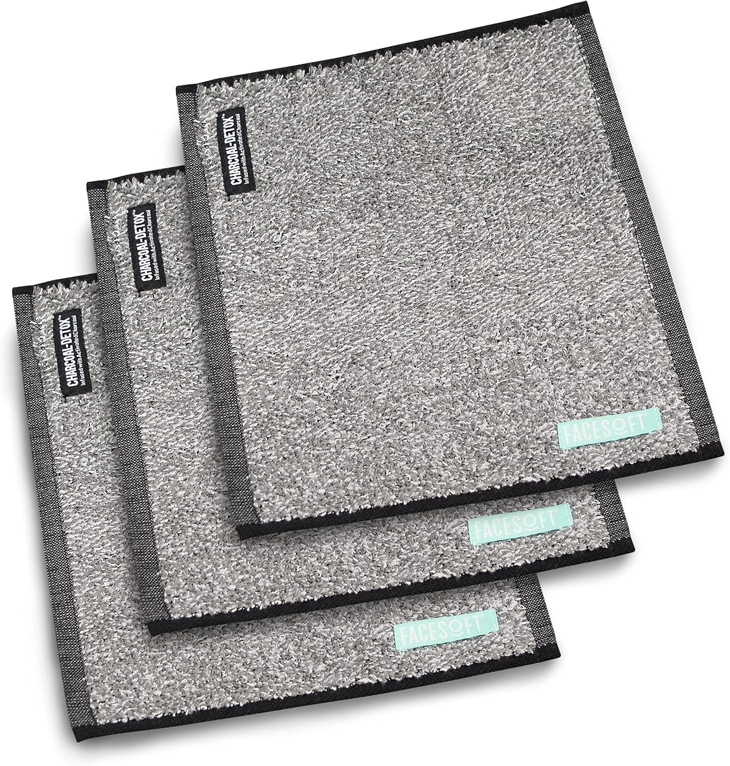 Facesoft Yoga Towel - Infused with Activated Charcoal to Detoxify and Sweat - Made with Eco-Friendly Aqua-Cotton Yarn - Biodegradable and Sustainable - All Ages