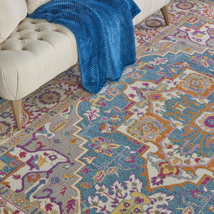 Nourison Home Passion Teal Multicolor 9' x 12' Area Rug - Easy Clean, Non Shedding, Bed Room, Living Room, Dining Room, Kitchen (9' x 12')