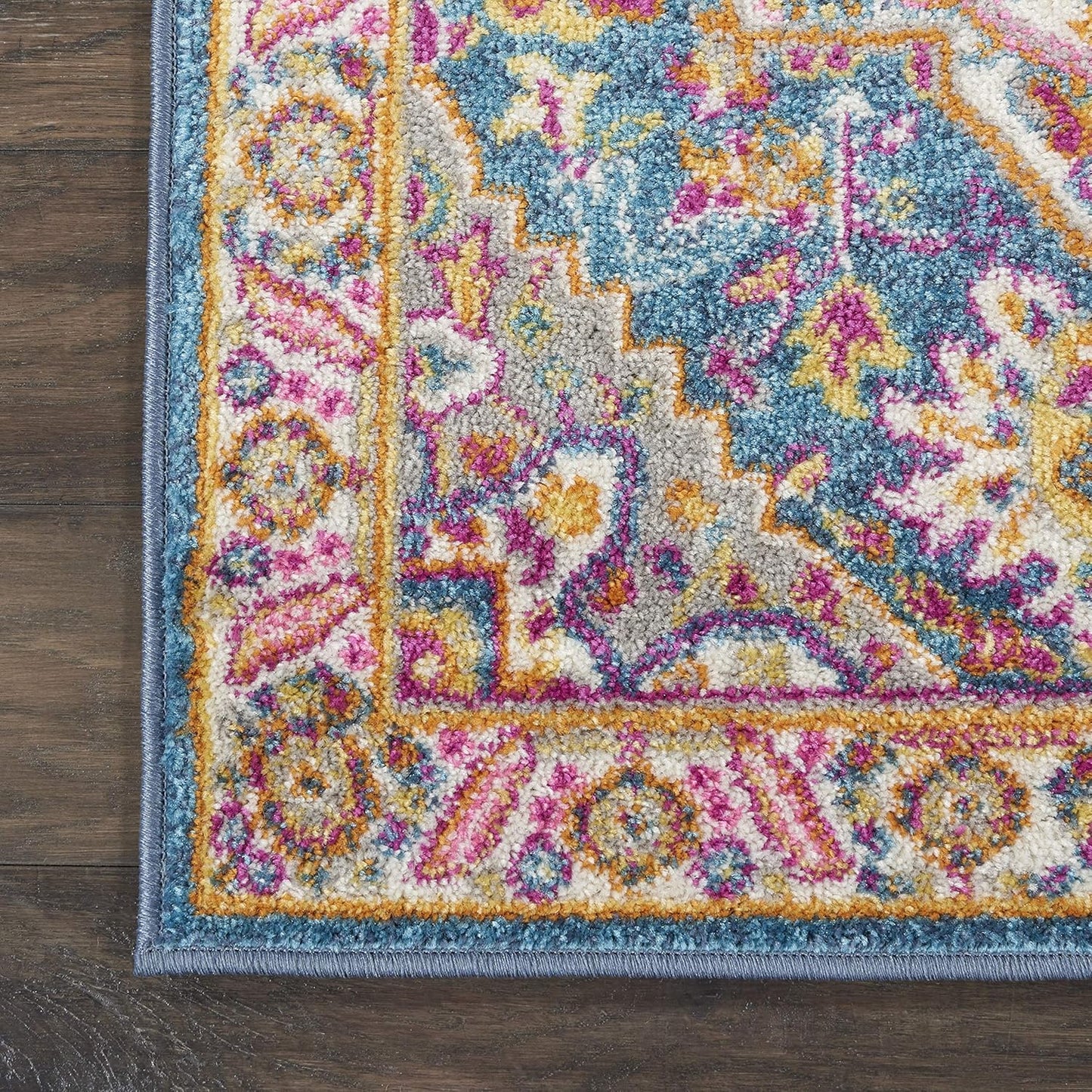 Nourison Home Passion Teal Multicolor 9' x 12' Area Rug - Easy Clean, Non Shedding, Bed Room, Living Room, Dining Room, Kitchen (9' x 12')