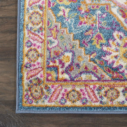 Nourison Home Passion Teal Multicolor 9' x 12' Area Rug - Easy Clean, Non Shedding, Bed Room, Living Room, Dining Room, Kitchen (9' x 12')