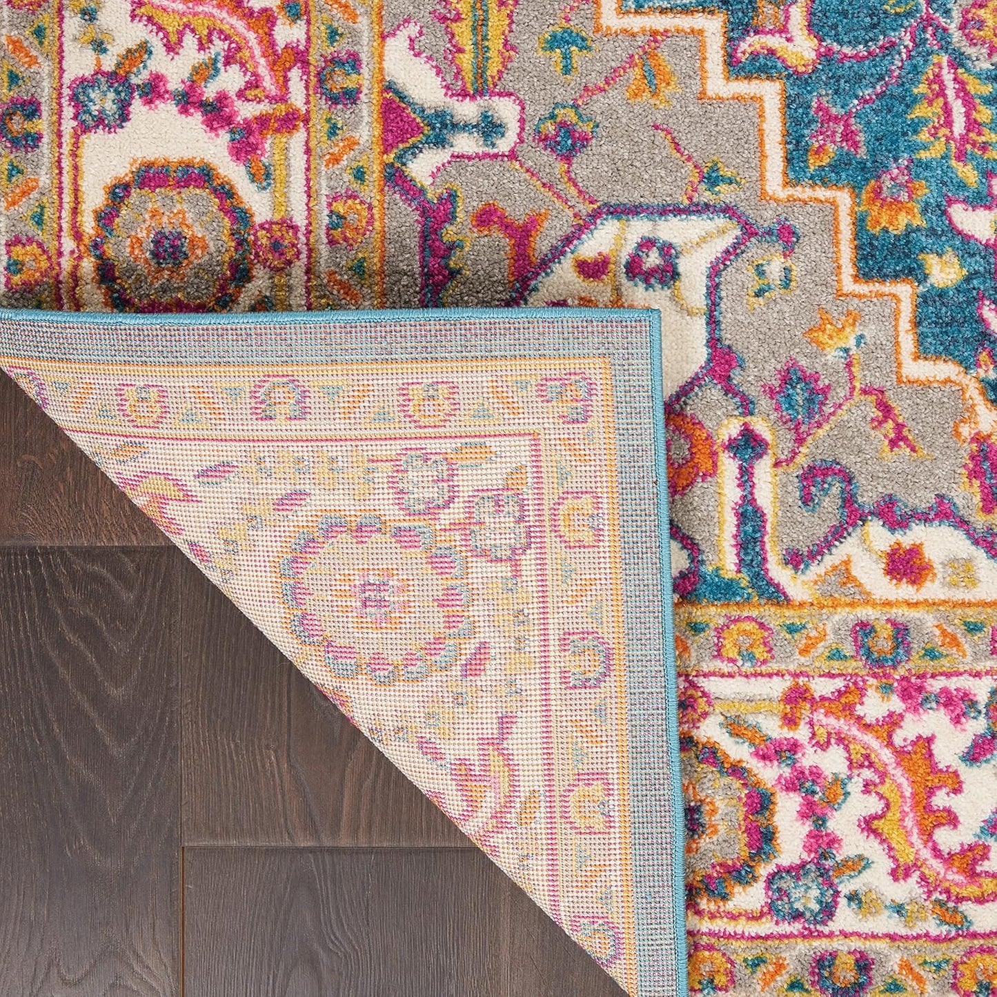 Nourison Home Passion Teal Multicolor 9' x 12' Area Rug - Easy Clean, Non Shedding, Bed Room, Living Room, Dining Room, Kitchen (9' x 12')