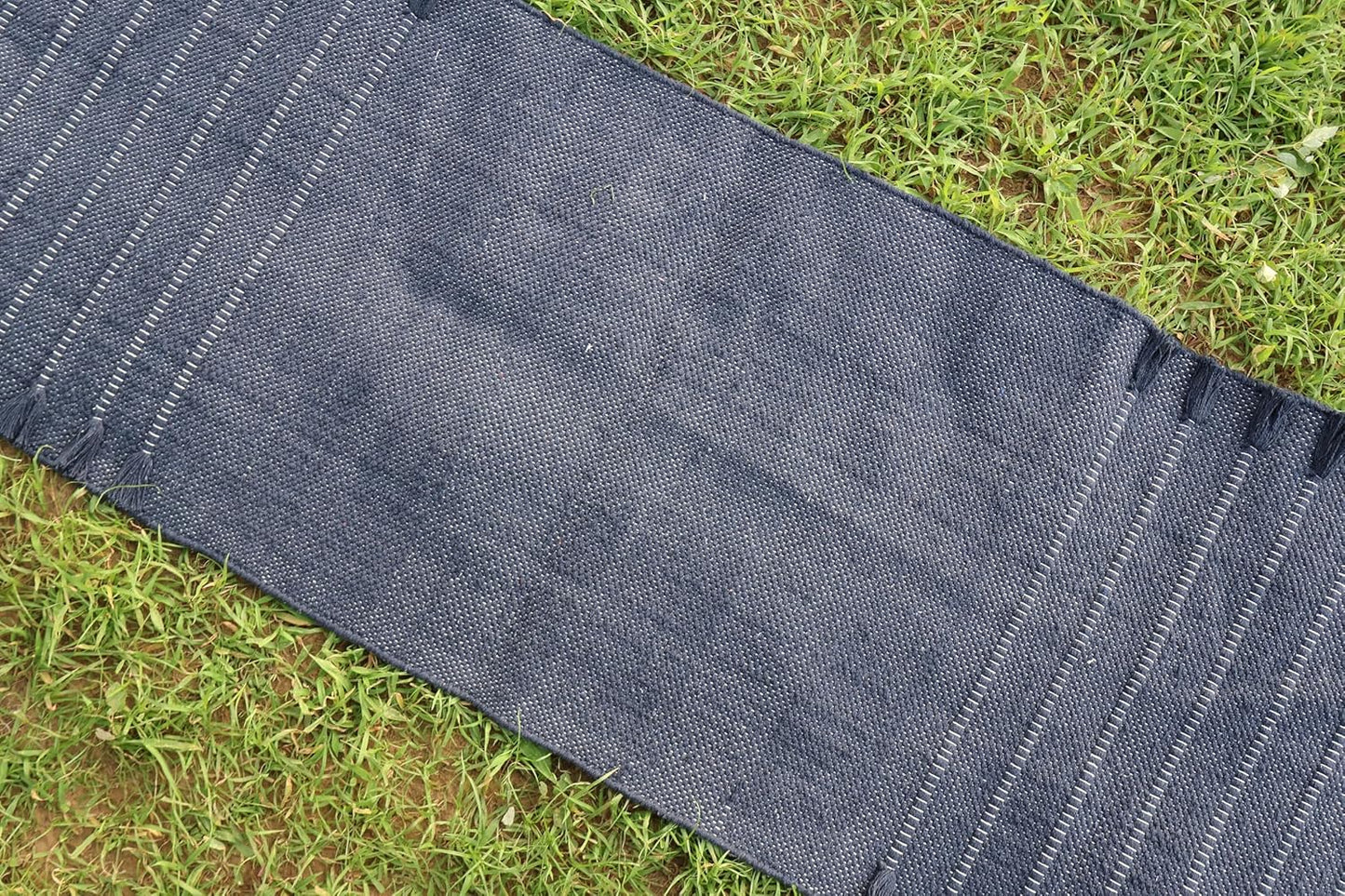 EcoComfort Cotton Yoga Mat - Hand-Woven, Extra-Thick for Ultimate Home Fitness - Durable & Stylish Yoga Rug (24”x72”x5mm)