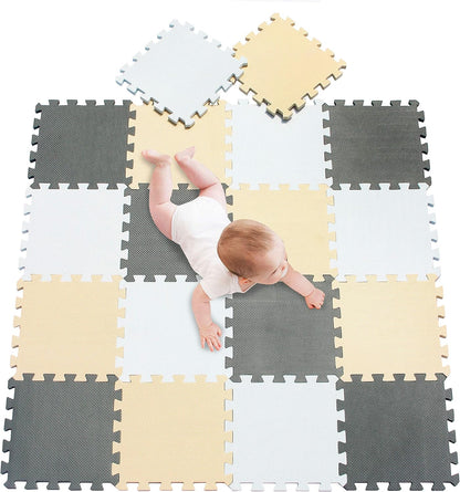 meiqicool Foam Play Mat Thick Soft EVA Interlocking Foam Floor Mats Children Yoga Exercise Multi Jigsaw Puzzle Blocking Board Kids Playmats Play Grey 18 Piece L
