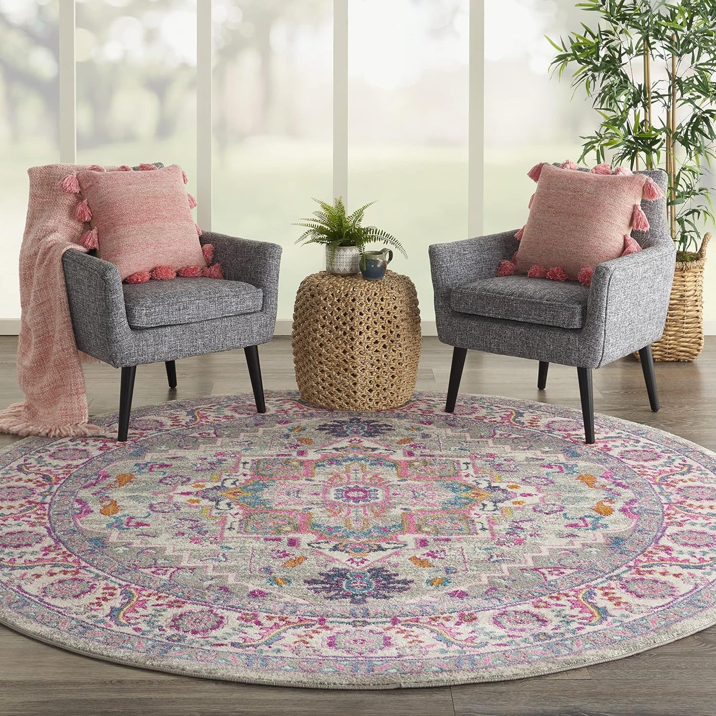 Nourison Home Passion Teal Multicolor 9' x 12' Area Rug - Easy Clean, Non Shedding, Bed Room, Living Room, Dining Room, Kitchen (9' x 12')