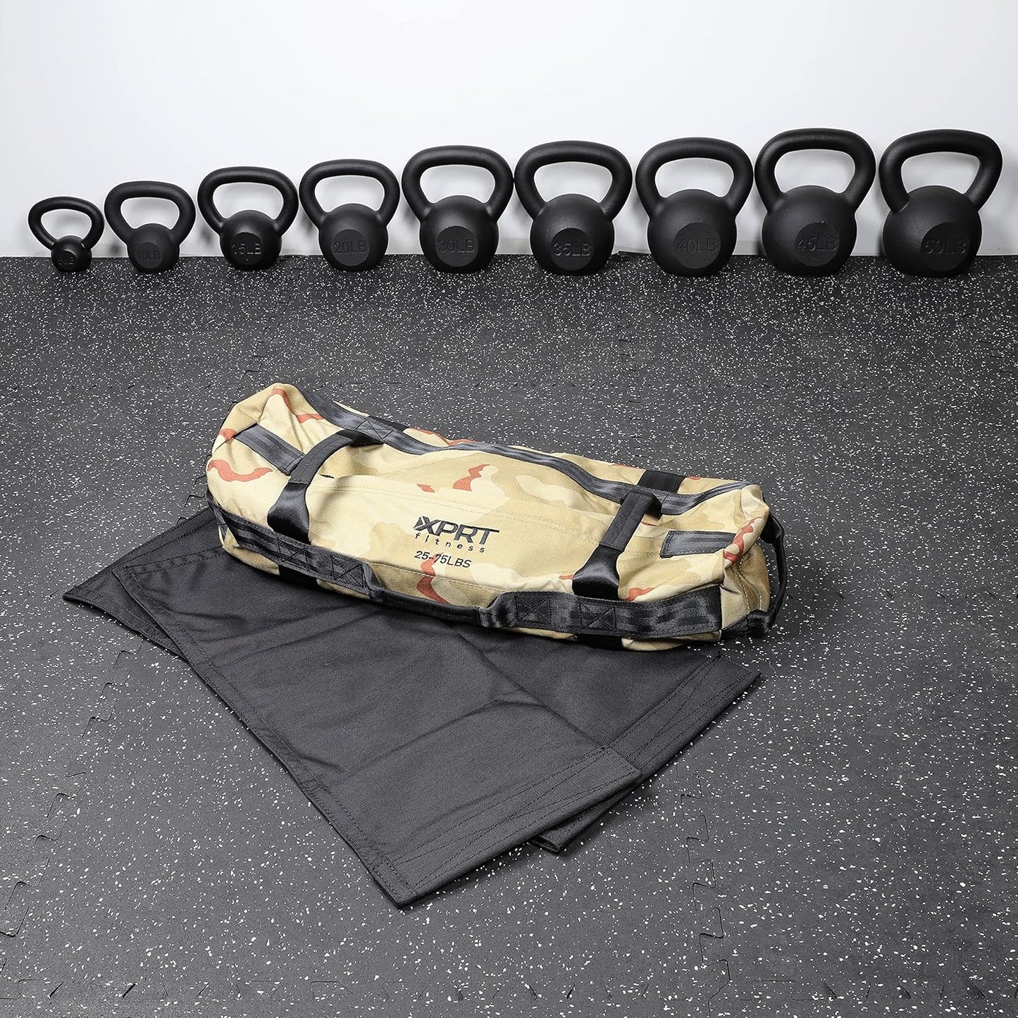 XPRT Fitness Workout Sandbag for Heavy Duty Workout Cross Training 7 Multi-positional Handles - Color Army Green/Black/Camo