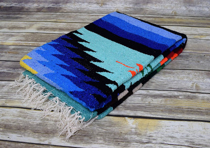 Open Road Goods Handwoven Mexican Diamond Blanket, Throw, or Yoga Bolster - Southwestern Style Blanket - Brown