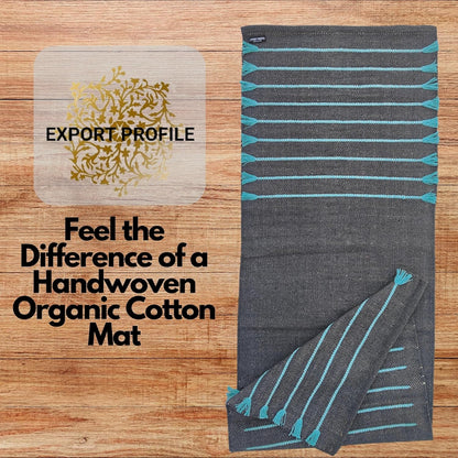 Indian Handmade100 % Organic Anti Skid Multi Colour Cotton Yoga Mat - Eco-Friendly Hand-Woven Rug - Non-Slip & Thick (24”x72”x5mm) for Hot yoga & Everyday Fitness at Home - Comfortable & Foldable Extra-Long Mat