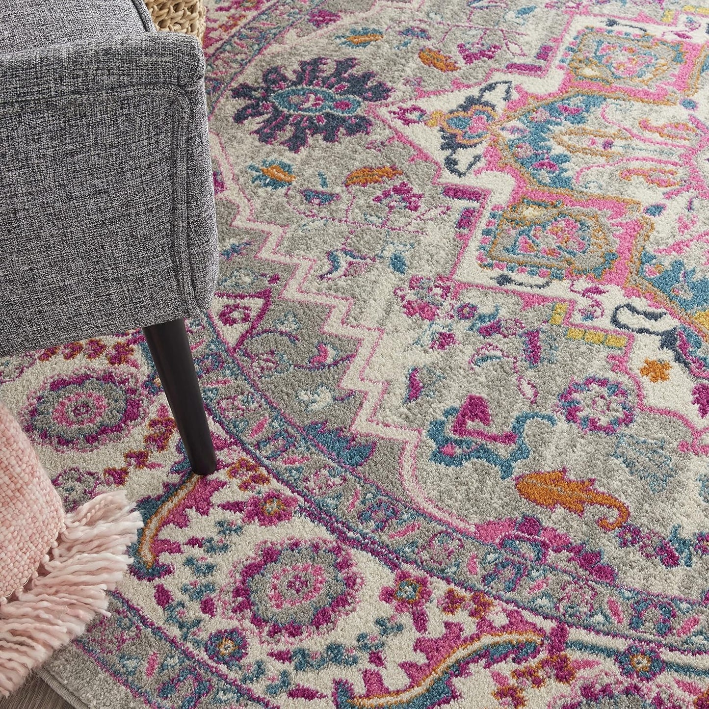 Nourison Home Passion Teal Multicolor 9' x 12' Area Rug - Easy Clean, Non Shedding, Bed Room, Living Room, Dining Room, Kitchen (9' x 12')
