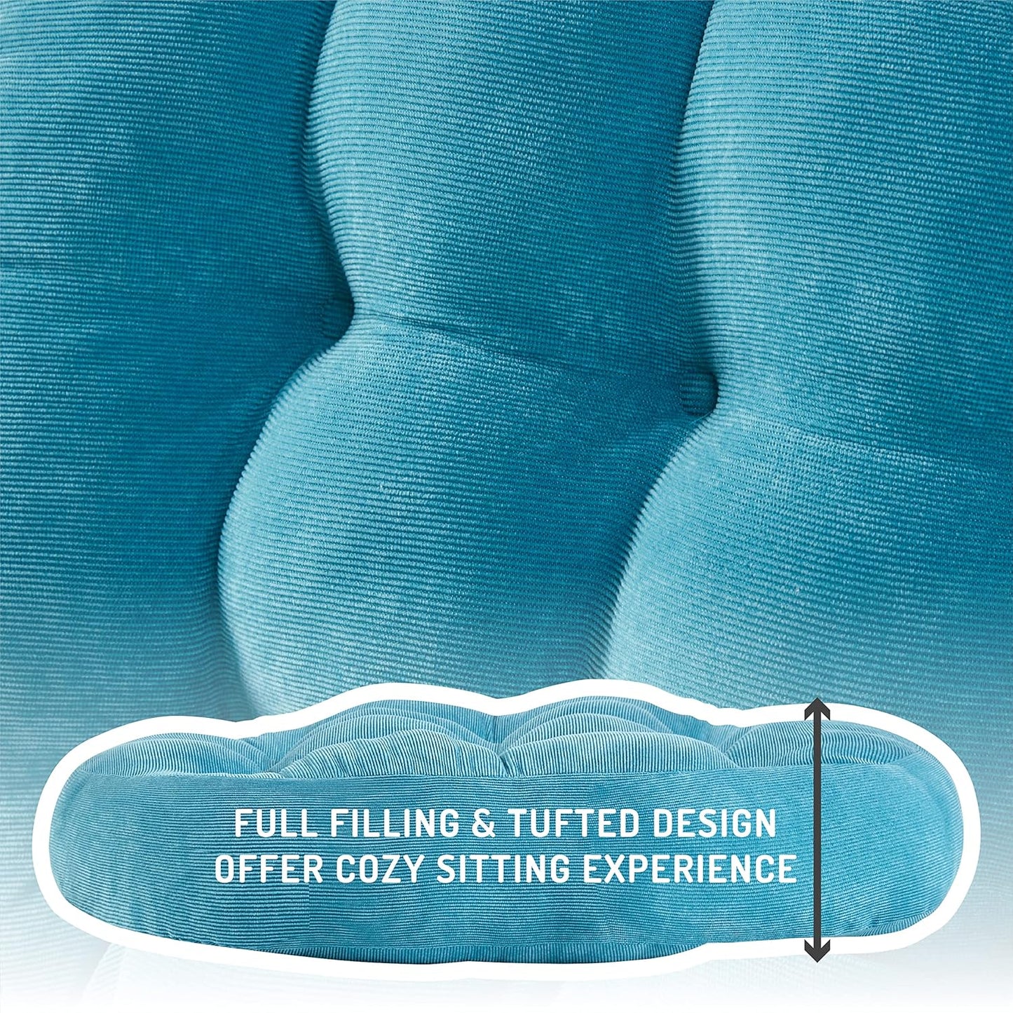 Meditation Floor Pillow Set of 2, Round Large Pillows Seating for Adults, Tufted Corduroy Cushion for Living Room Tatami, Beige 22 Inch