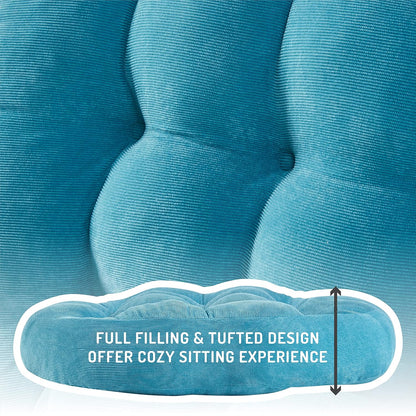 Meditation Floor Pillow Set of 2, Round Large Pillows Seating for Adults, Tufted Corduroy Cushion for Living Room Tatami, Beige 22 Inch
