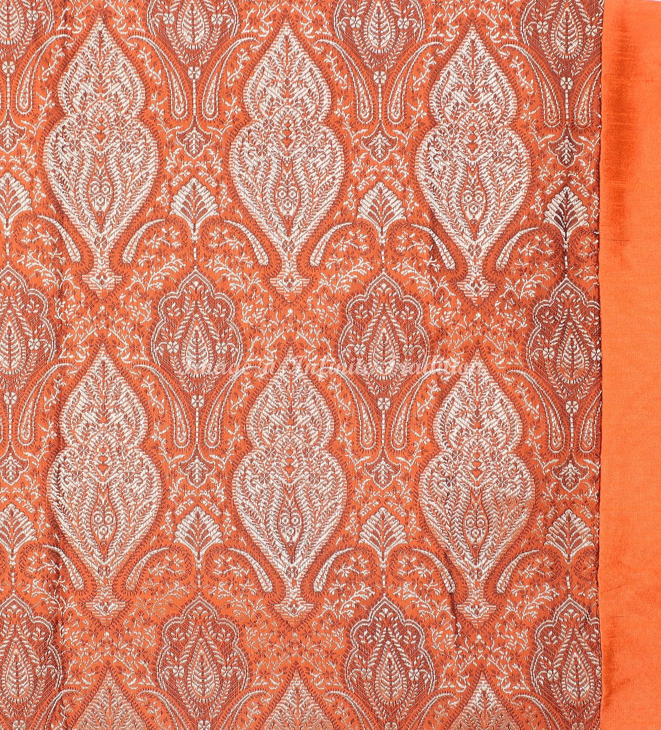 Indian Silk Bolster Tube Pillow Cover Cylindrical Orange Yoga Large Couch Round Cushion Cover Boho Home Decor Living Room Damask & Floral Throw Cushion Cover 30x15 inch (76x38cm) 1 Pc.