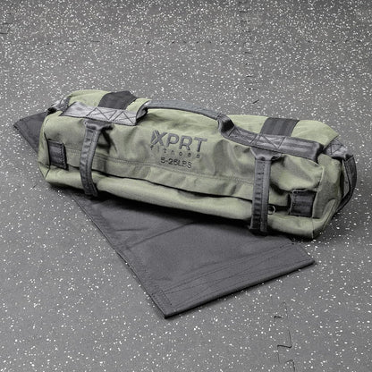 XPRT Fitness Workout Sandbag for Heavy Duty Workout Cross Training 7 Multi-positional Handles - Color Army Green/Black/Camo