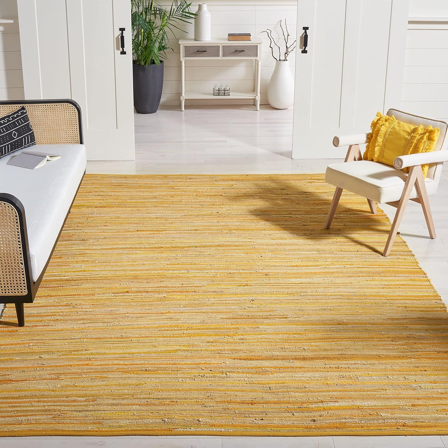 SAFAVIEH Area Rug 3x5 - Rag Rug Collection - Blue & Multi, Handmade Cotton, Boho Stripe Pattern, Ideal for Entryway, Living Room, Bedroom, Dining Space (RAR130B)