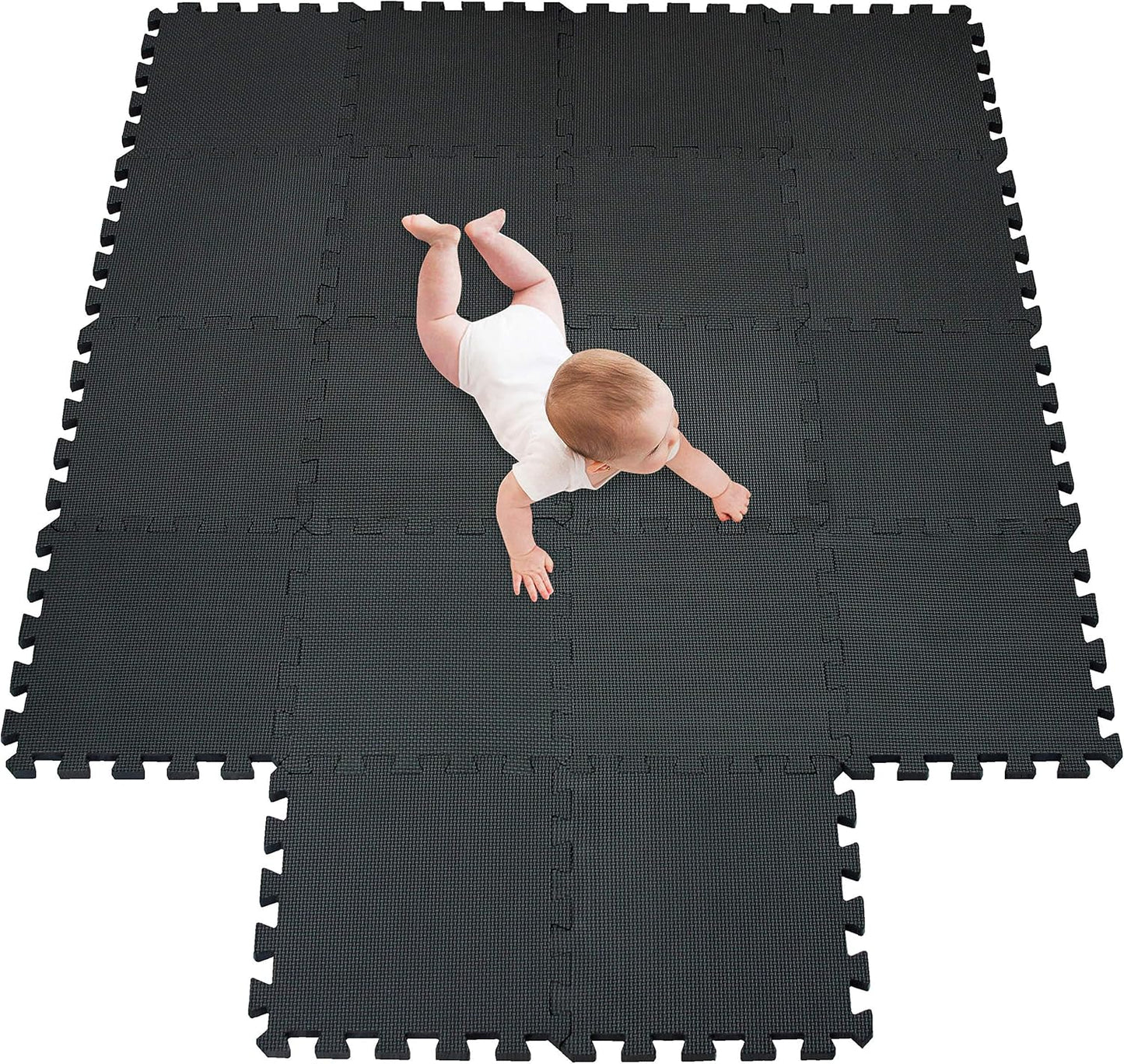 meiqicool Foam Play Mat Thick Soft EVA Interlocking Foam Floor Mats Children Yoga Exercise Multi Jigsaw Puzzle Blocking Board Kids Playmats Play Grey 18 Piece L