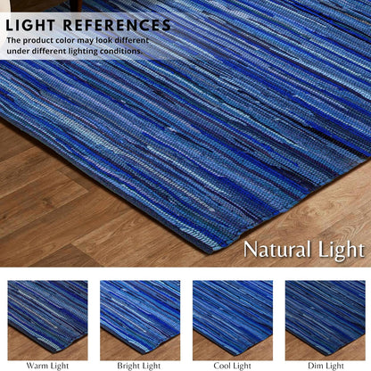 Ramanta Home 100% Cotton Chindi Hosiery Rug 24x36 Inch - Dark Multi, Farmhouse Reversible Soft Bohemeian Rugs Ideal for Entryways, Kitchen, Bedroom | Durable Lightweight Handmade Accent Doormat
