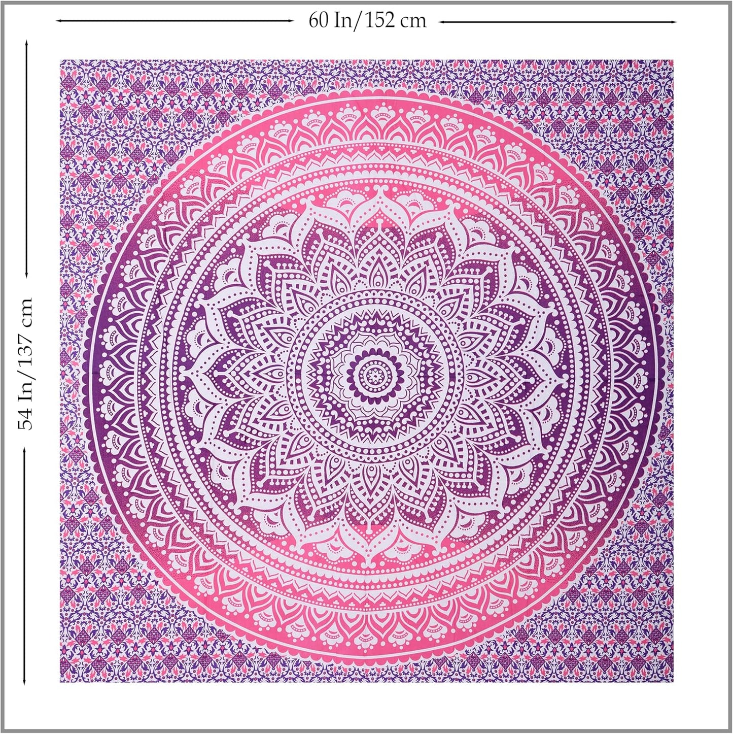 THE ART BOX Original Gold Tapestry Wall Hanging Mandala – Cotton Throw Tapestry – Boho Bedding White and Gold Medium Bedspread 54x60 Inches – Meditation & Yoga Rug Mat