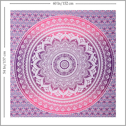 THE ART BOX Original Gold Tapestry Wall Hanging Mandala – Cotton Throw Tapestry – Boho Bedding White and Gold Medium Bedspread 54x60 Inches – Meditation & Yoga Rug Mat