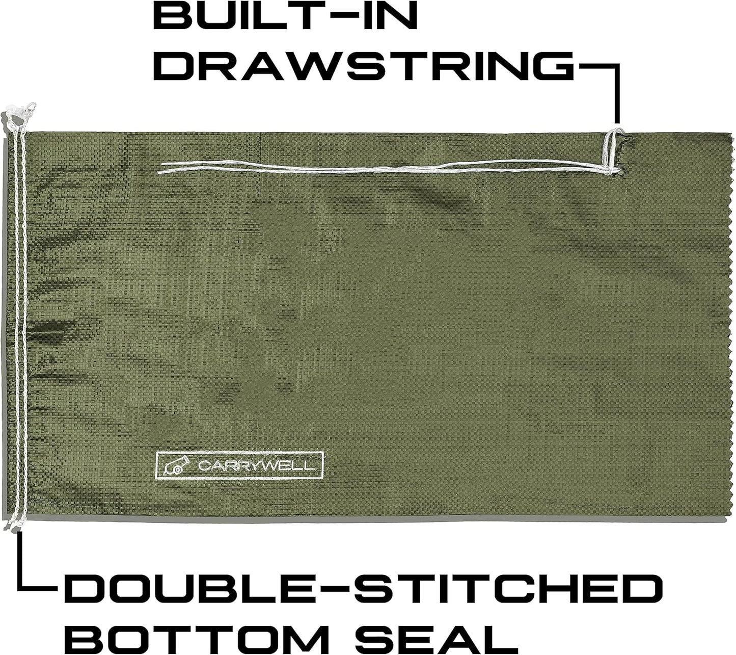 (Not Made in China) 20 Pack, Heavy Duty Sand Bags for Flooding, Empty Sandbags with Tie Strings, UV Protection 1600 Hours, Flood Control,14in x 26in, Sandbag for Weight, 50lb Capacity, White