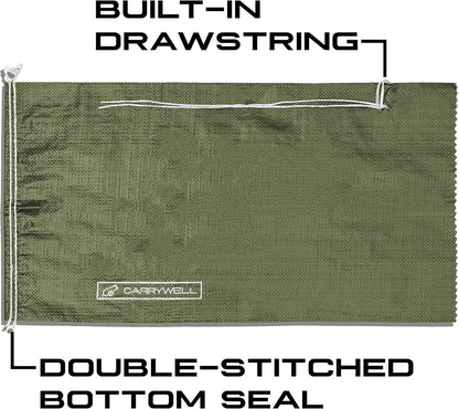 (Not Made in China) 20 Pack, Heavy Duty Sand Bags for Flooding, Empty Sandbags with Tie Strings, UV Protection 1600 Hours, Flood Control,14in x 26in, Sandbag for Weight, 50lb Capacity, White