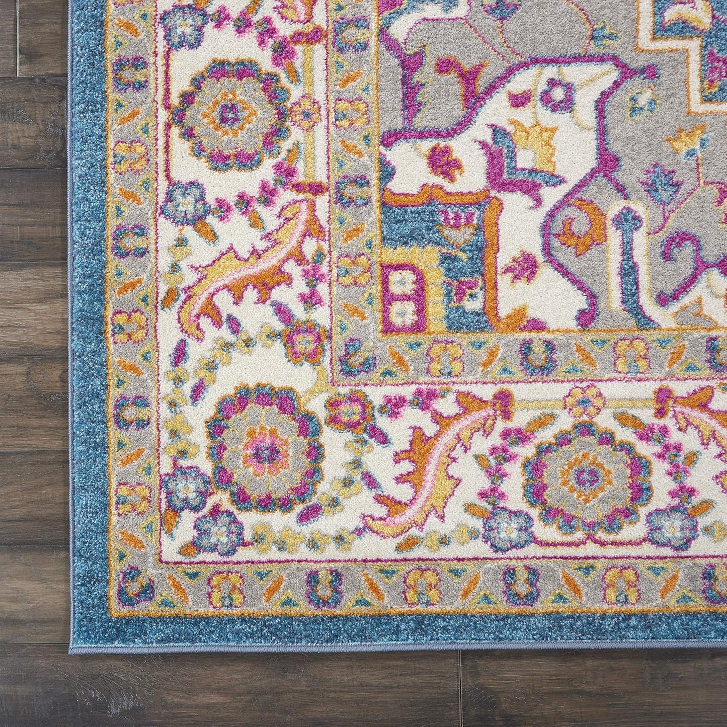 Nourison Home Passion Teal Multicolor 9' x 12' Area Rug - Easy Clean, Non Shedding, Bed Room, Living Room, Dining Room, Kitchen (9' x 12')