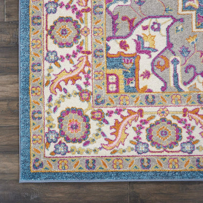 Nourison Home Passion Teal Multicolor 9' x 12' Area Rug - Easy Clean, Non Shedding, Bed Room, Living Room, Dining Room, Kitchen (9' x 12')