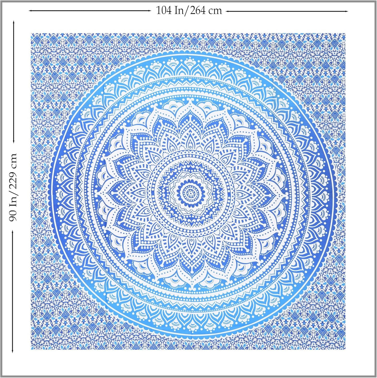 THE ART BOX Original Gold Tapestry Wall Hanging Mandala – Cotton Throw Tapestry – Boho Bedding White and Gold Medium Bedspread 54x60 Inches – Meditation & Yoga Rug Mat