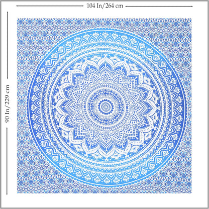 THE ART BOX Original Gold Tapestry Wall Hanging Mandala – Cotton Throw Tapestry – Boho Bedding White and Gold Medium Bedspread 54x60 Inches – Meditation & Yoga Rug Mat