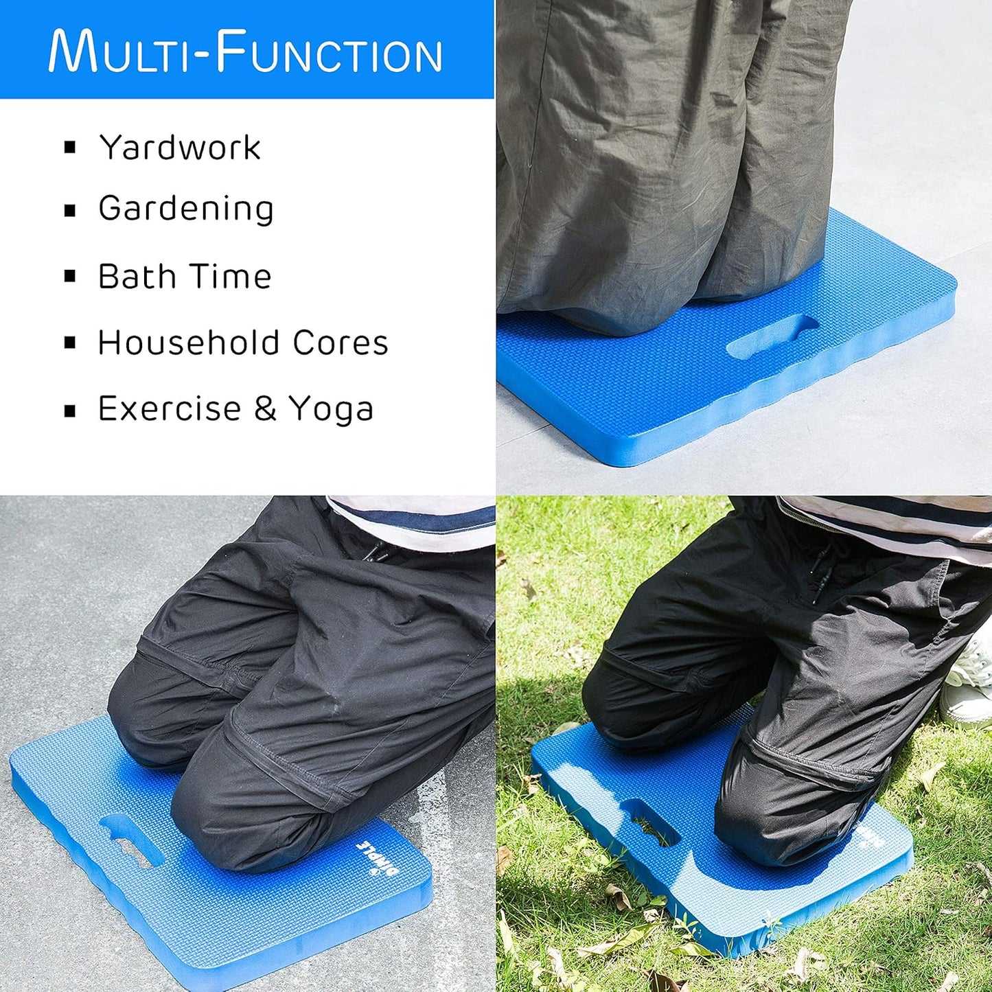 Dimple Thick Kneeling Pad | Garden Pad for Gardening | Kneeling Pad for Work | Garden & Bathtub Kneeler for Baby Bath | Kneeling Mat for Exercise & Yoga (XL) 17.8 x 11, Thickest 1-½"(2 Pack, Blue)