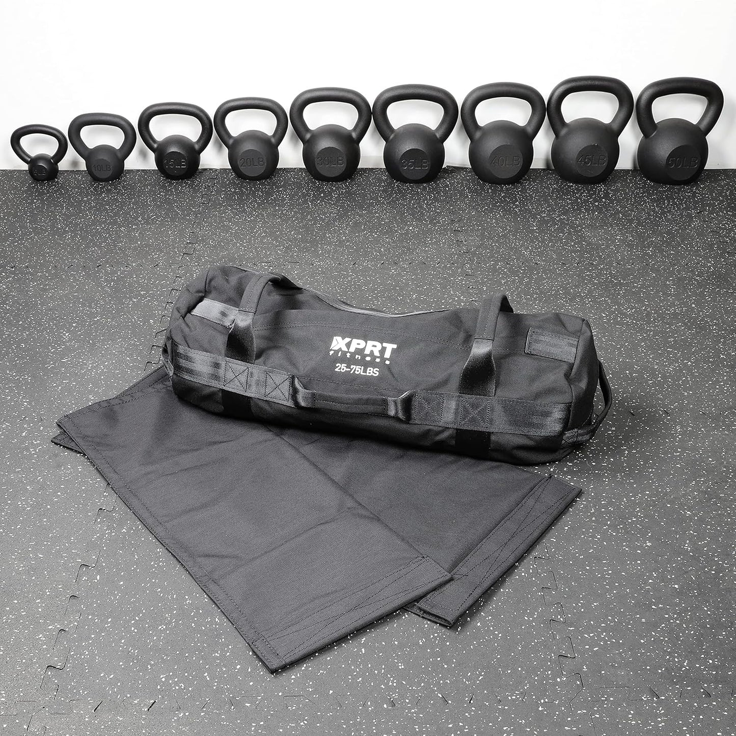 XPRT Fitness Workout Sandbag for Heavy Duty Workout Cross Training 7 Multi-positional Handles - Color Army Green/Black/Camo