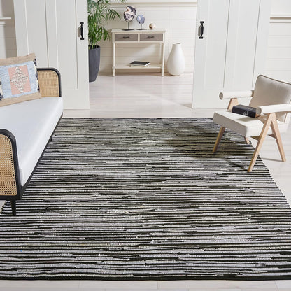 SAFAVIEH Area Rug 3x5 - Rag Rug Collection - Blue & Multi, Handmade Cotton, Boho Stripe Pattern, Ideal for Entryway, Living Room, Bedroom, Dining Space (RAR130B)