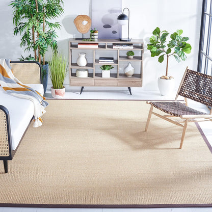 SAFAVIEH Area Rug 11x15 - Natural Fiber Collection - Large - Maize & Linen Color, Sisal, Woven Design with Border (NF141B) - Colors B