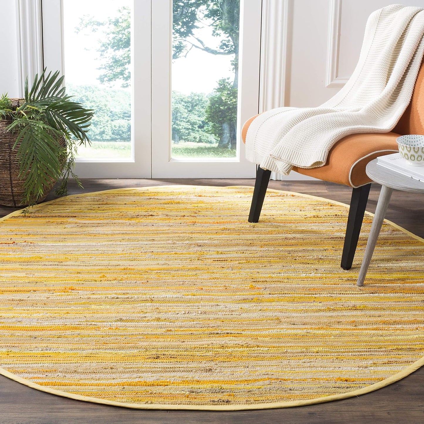 SAFAVIEH Area Rug 3x5 - Rag Rug Collection - Blue & Multi, Handmade Cotton, Boho Stripe Pattern, Ideal for Entryway, Living Room, Bedroom, Dining Space (RAR130B)