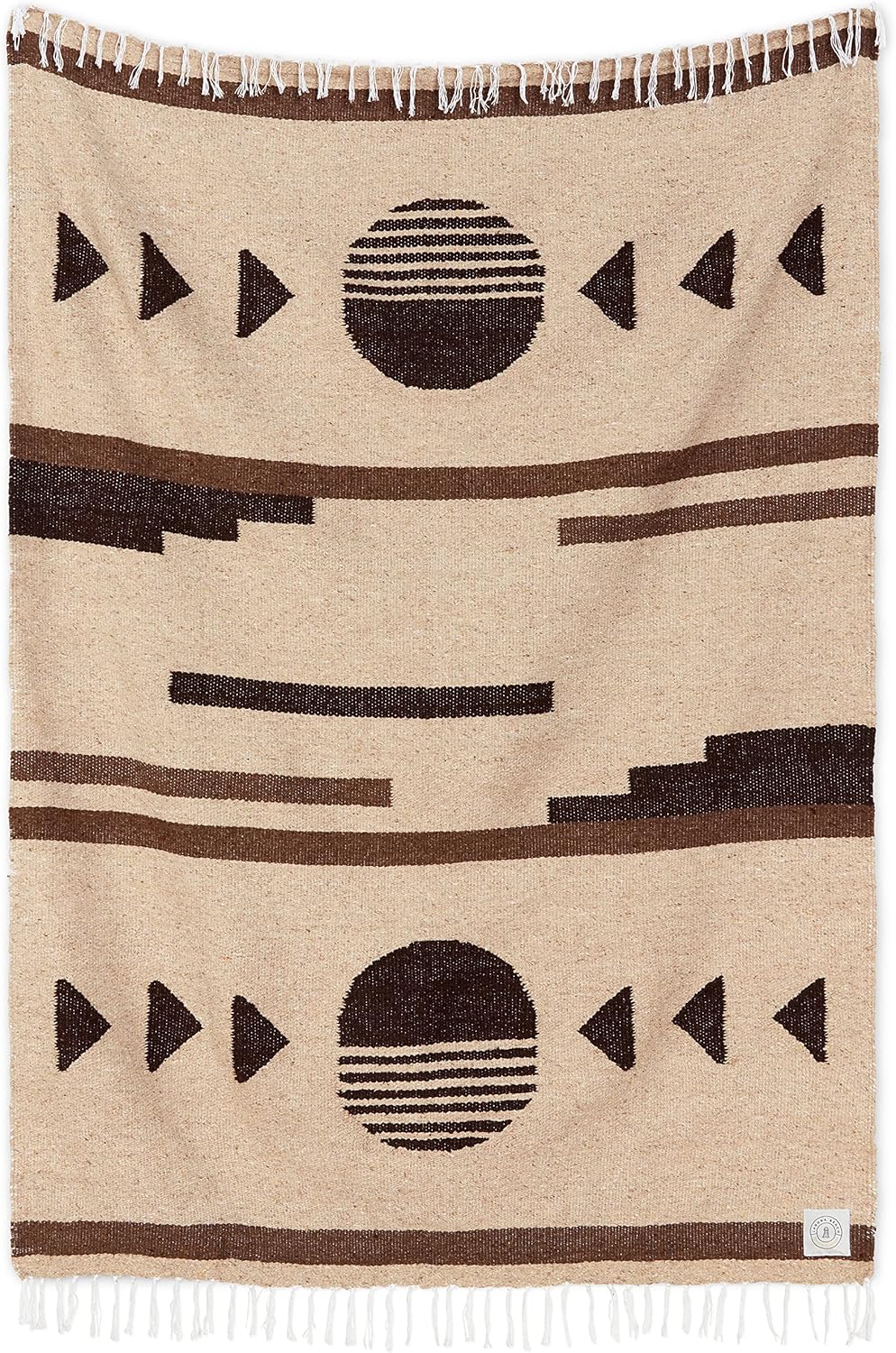 Mexican Blanket by Laguna Beach Textile Co - Beach, Yoga, Camping, or Decorative Throw Blanket - Traditional Handmade Serape (Ivory)