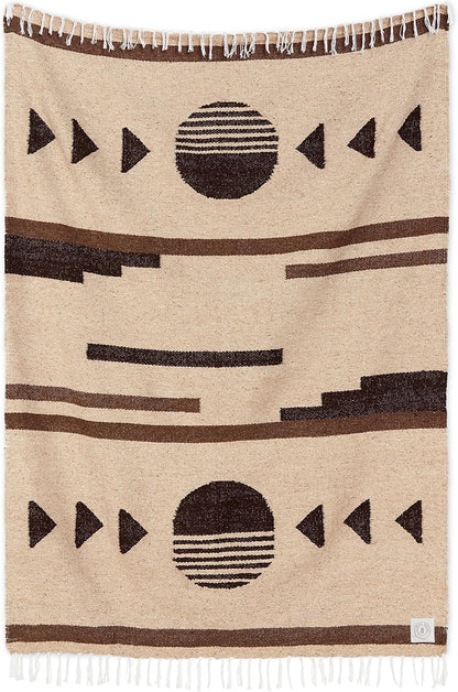 Mexican Blanket by Laguna Beach Textile Co - Beach, Yoga, Camping, or Decorative Throw Blanket - Traditional Handmade Serape (Ivory)