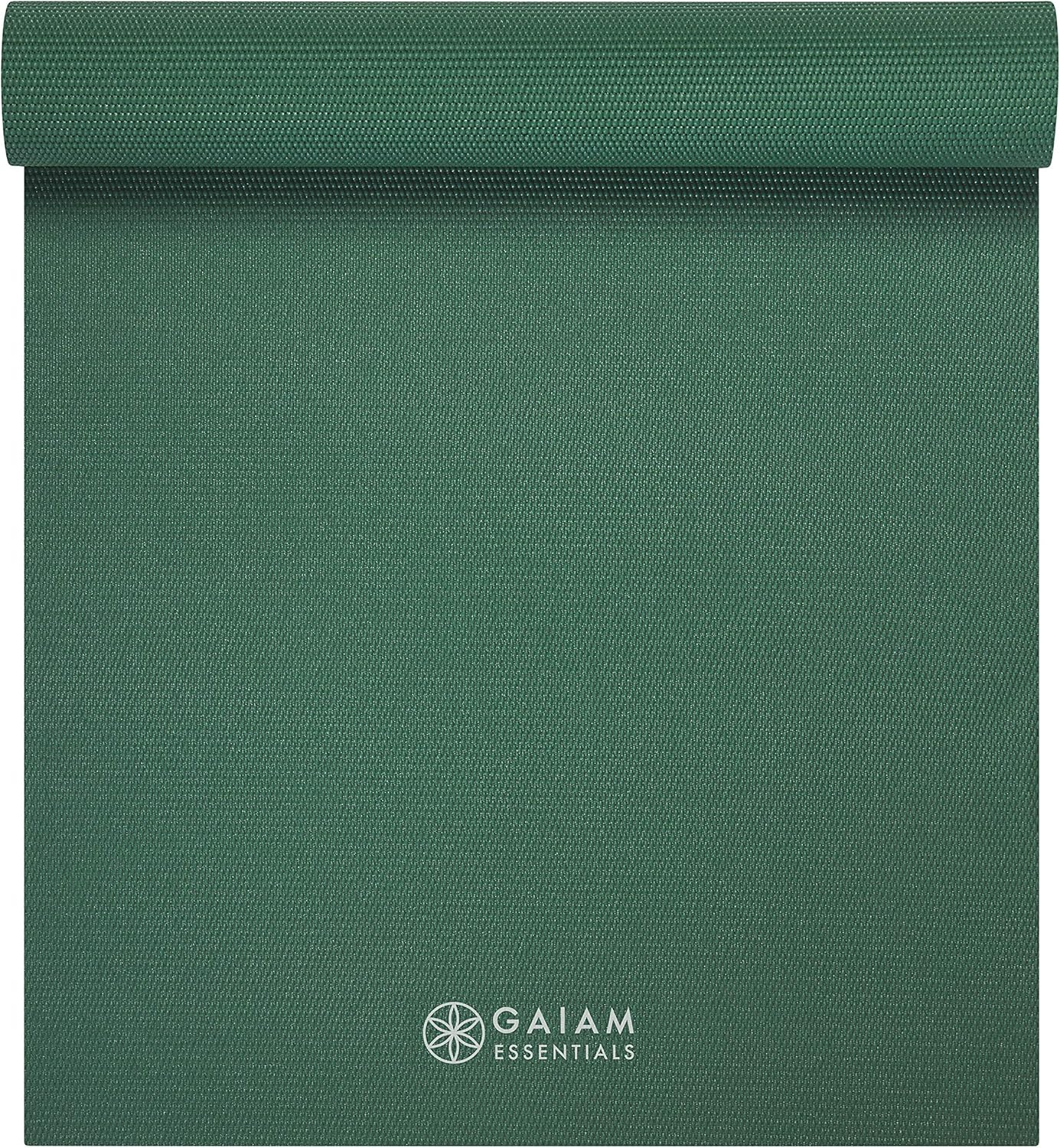 Gaiam Essentials 1/4" Thin (6mm) Yoga & Pilates, Fitness & Exercise Mat with Easy-Cinch Carrier Strap Cusion Support For Fitness and Gym Workouts