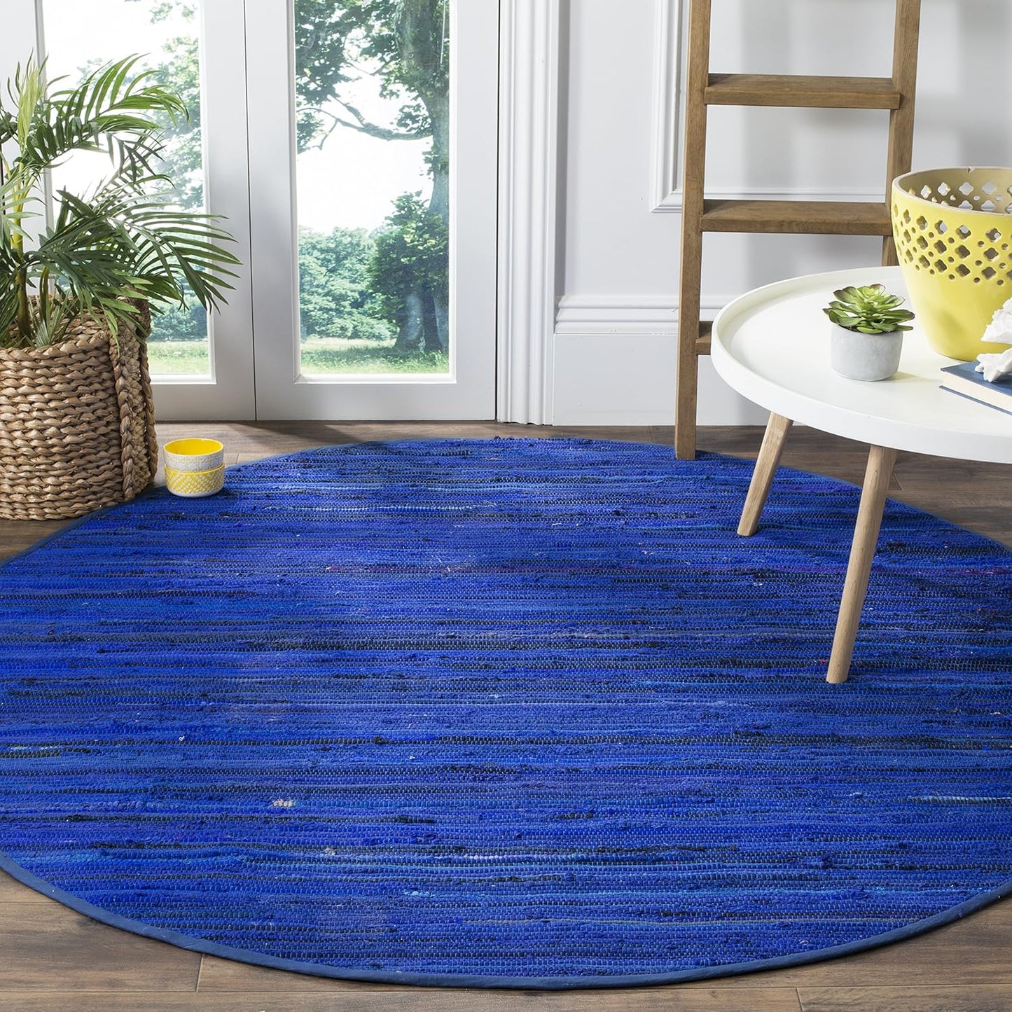 SAFAVIEH Area Rug 3x5 - Rag Rug Collection - Blue & Multi, Handmade Cotton, Boho Stripe Pattern, Ideal for Entryway, Living Room, Bedroom, Dining Space (RAR130B)