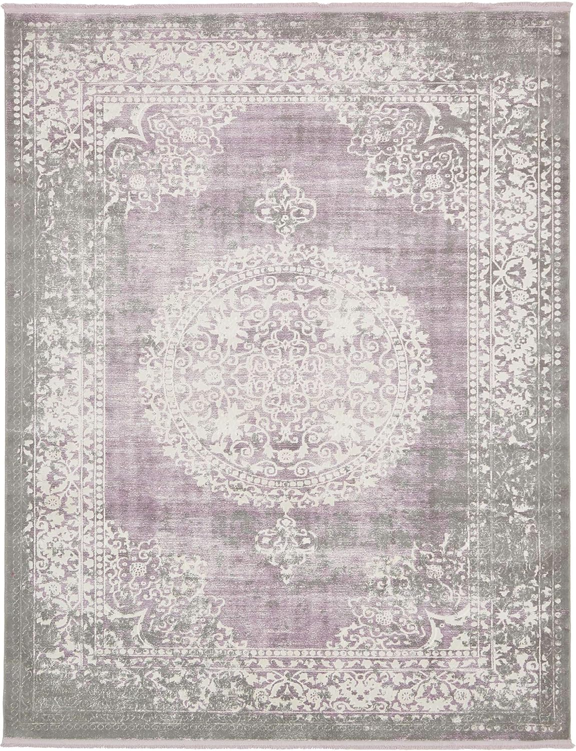 Unique Loom New Classical Collection Area Rug - Olwen (4'Round, Purple/ Gray)