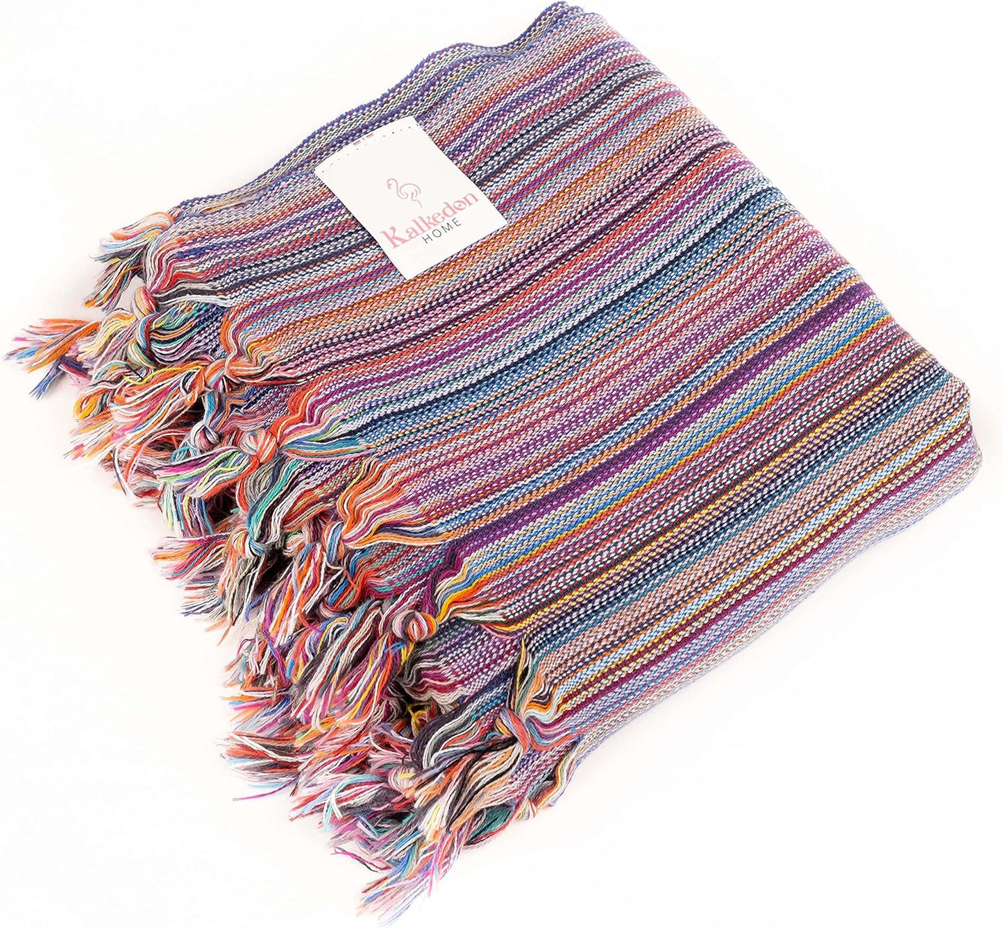 Kalkedon Towels Rainbow Beach Towel | Sarong |Luxurious Turkish Towel | Turkish Cotton Beach Blanket |Picnic Blanket |Peshtemal | Wrap | Pareo |Yoga Blanket (Purple)