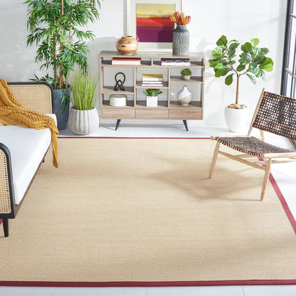 SAFAVIEH Area Rug 11x15 - Natural Fiber Collection - Large - Maize & Linen Color, Sisal, Woven Design with Border (NF141B) - Colors A