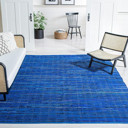 SAFAVIEH Area Rug 3x5 - Rag Rug Collection - Blue & Multi, Handmade Cotton, Boho Stripe Pattern, Ideal for Entryway, Living Room, Bedroom, Dining Space (RAR130B)