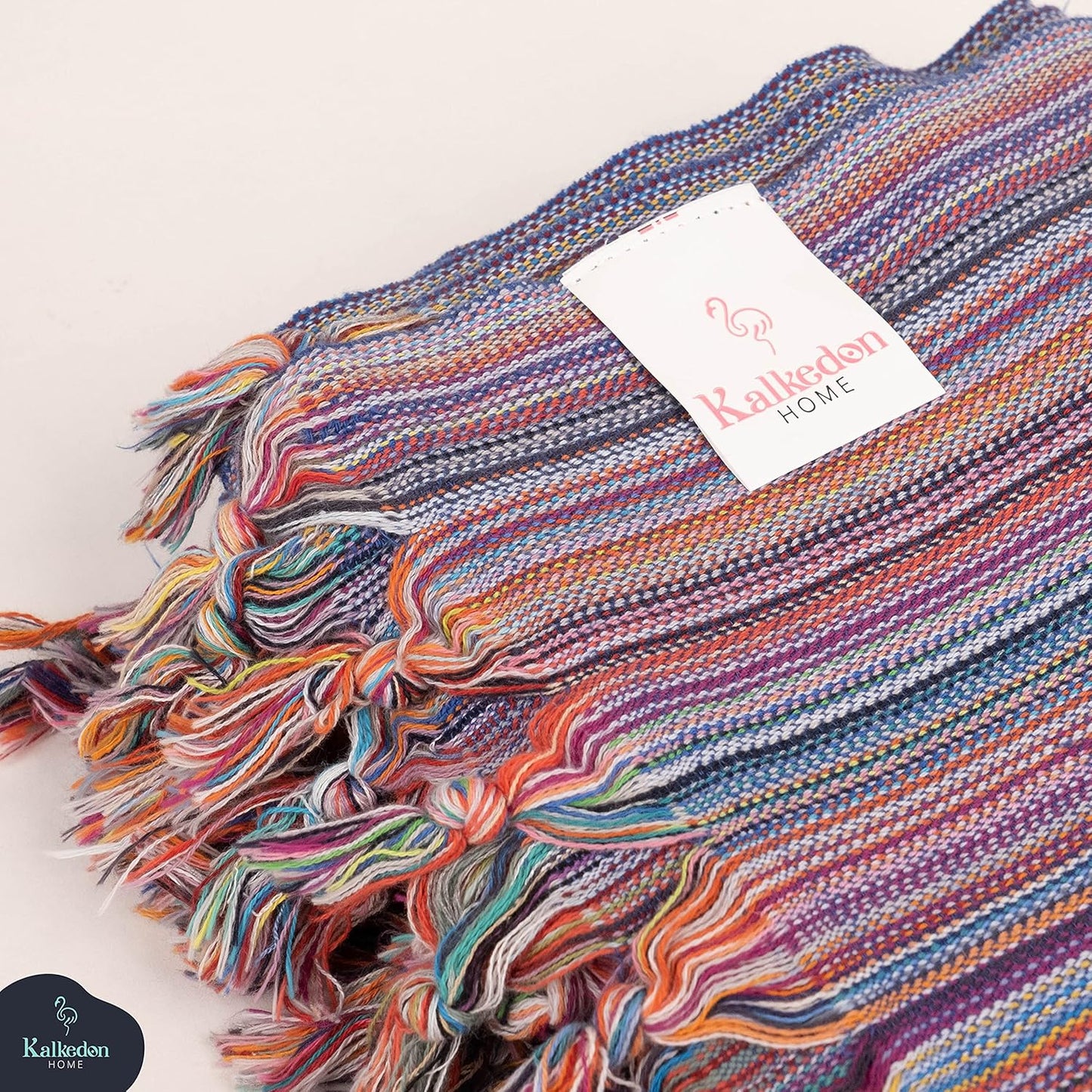 Kalkedon Towels Rainbow Beach Towel | Sarong |Luxurious Turkish Towel | Turkish Cotton Beach Blanket |Picnic Blanket |Peshtemal | Wrap | Pareo |Yoga Blanket (Purple)