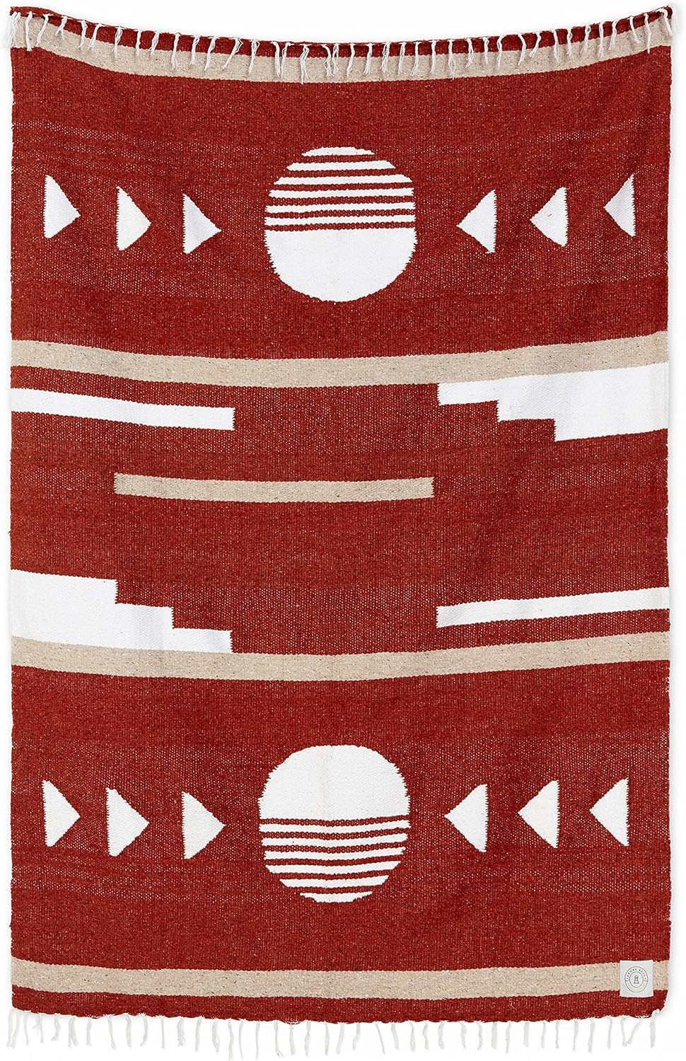 Mexican Blanket by Laguna Beach Textile Co - Beach, Yoga, Camping, or Decorative Throw Blanket - Traditional Handmade Serape (Ivory)