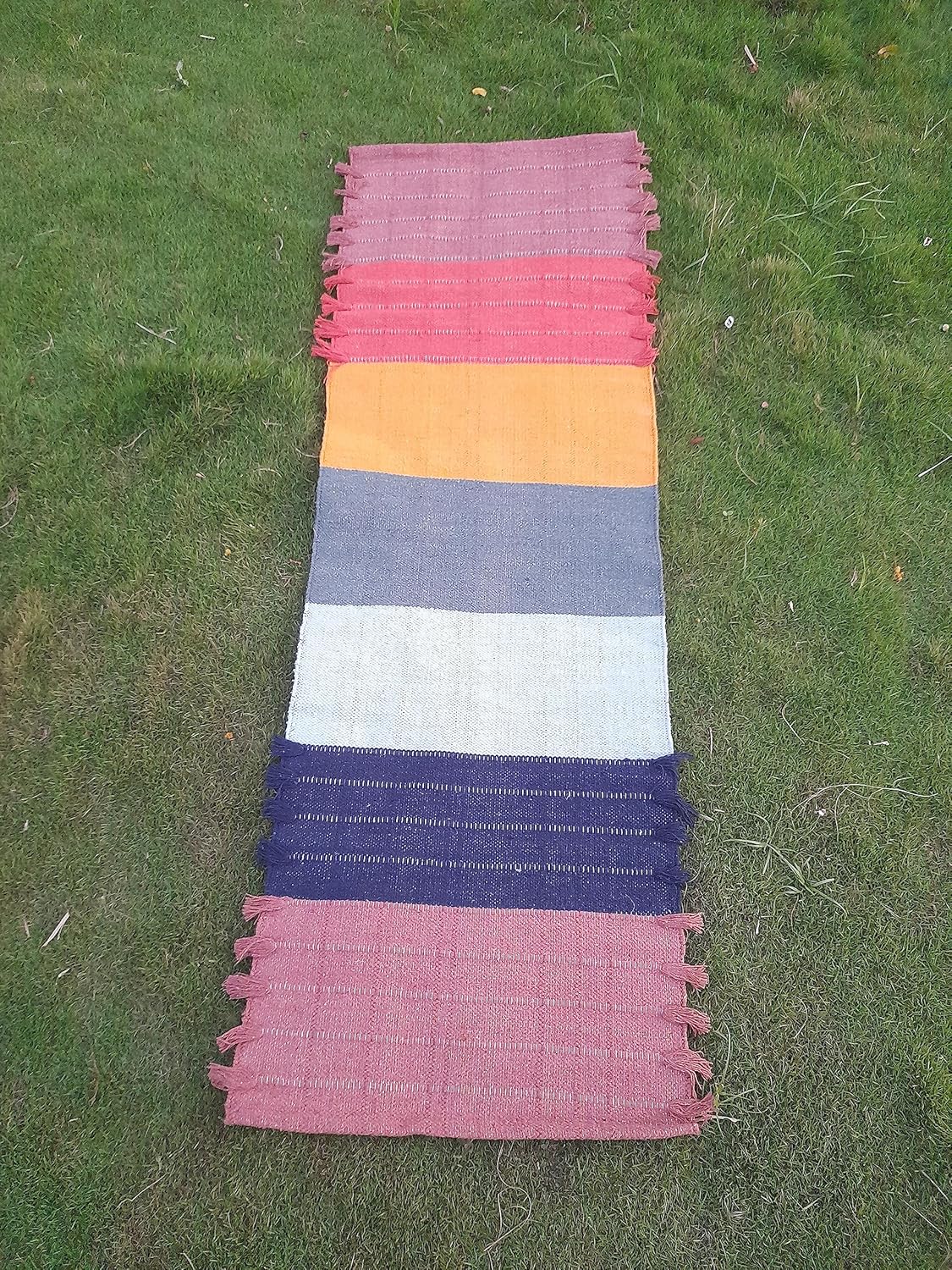 Jaipur art & Rugs Cotton Yoga Mat - Eco-Friendly Hand-Woven Rug - Non Slip & Thick (24”x72”x5mm) for Everyday Fitness at Home - Comfortable Extra-Long