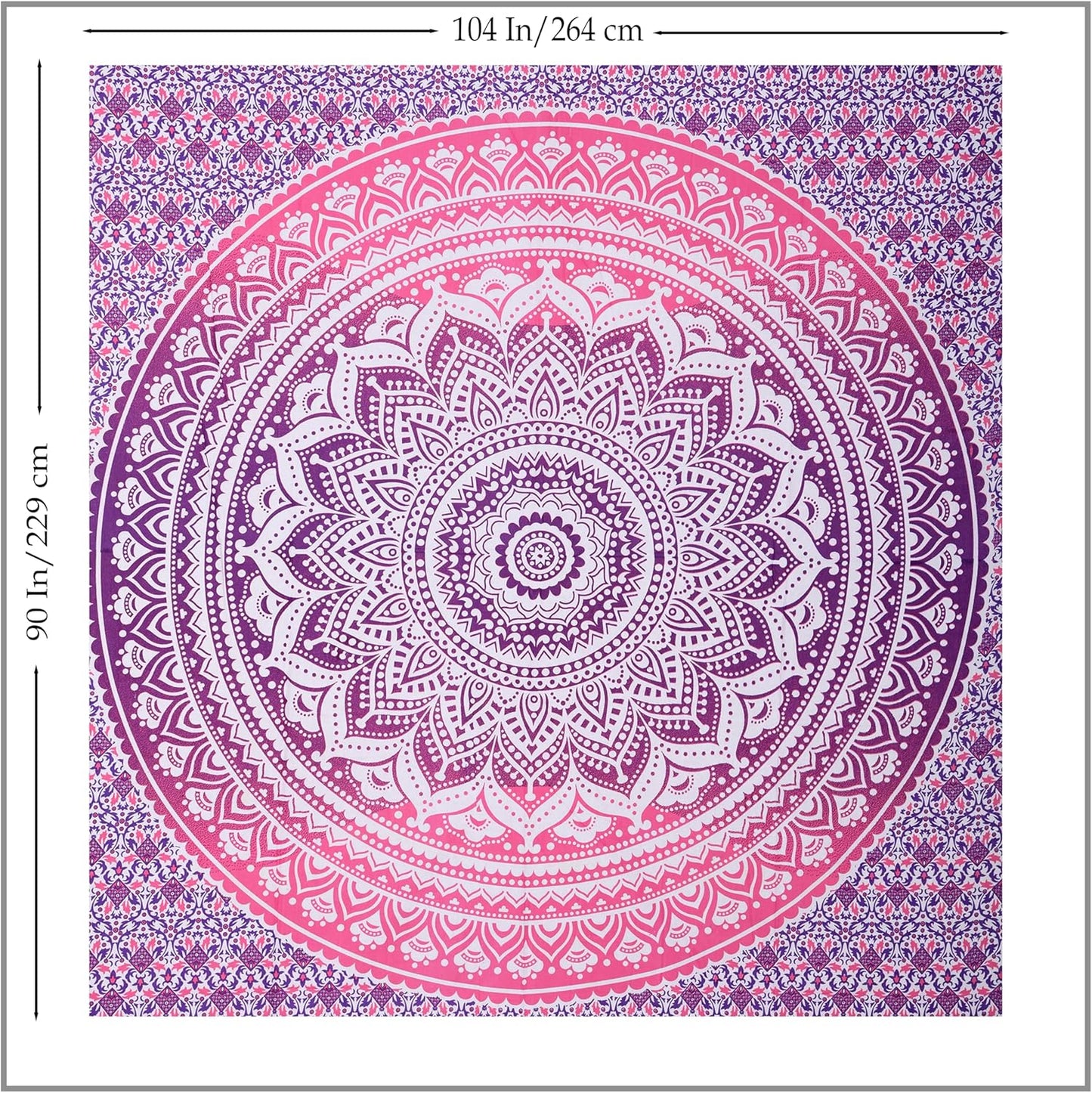 THE ART BOX Original Gold Tapestry Wall Hanging Mandala – Cotton Throw Tapestry – Boho Bedding White and Gold Medium Bedspread 54x60 Inches – Meditation & Yoga Rug Mat
