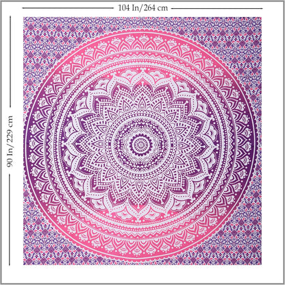 THE ART BOX Original Gold Tapestry Wall Hanging Mandala – Cotton Throw Tapestry – Boho Bedding White and Gold Medium Bedspread 54x60 Inches – Meditation & Yoga Rug Mat