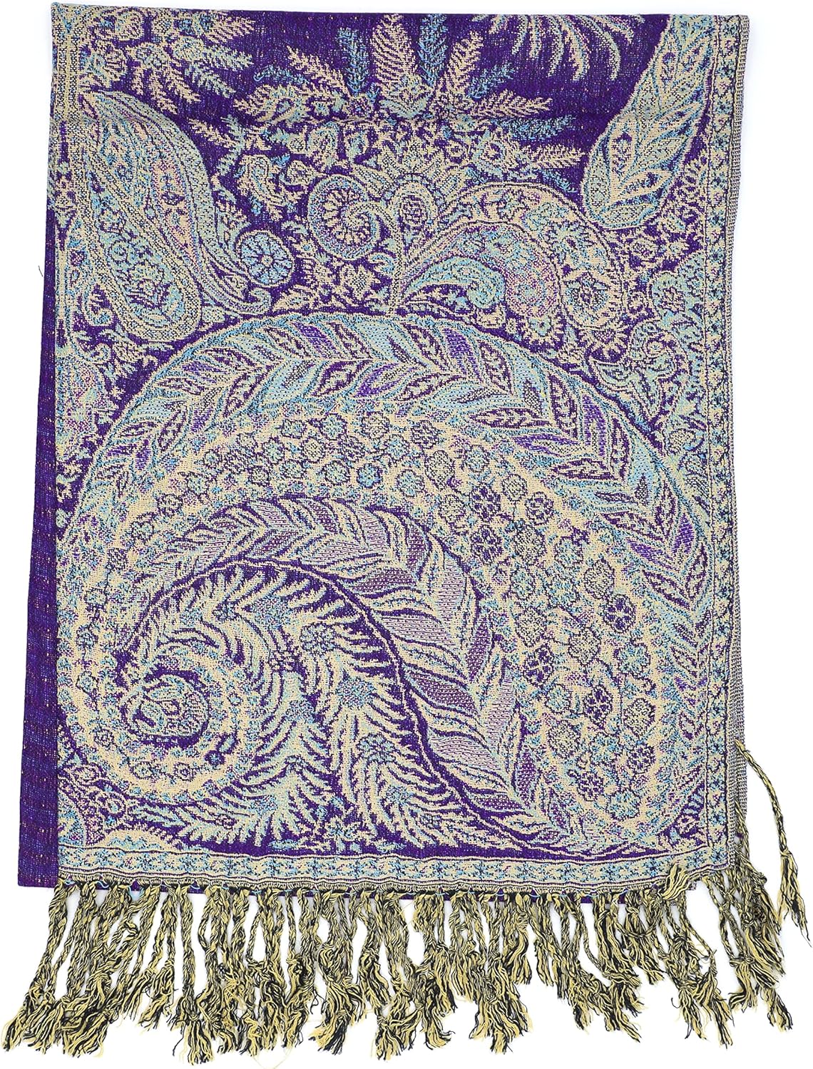 Achillea Reversible Paisley Pashmina Rave Scarf – Exotic Indian Shawls and Wraps for Evening Dresses, Festivals, All Seasons - Colors B