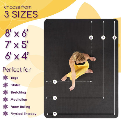 Large Yoga Mat 6'x4'x8mm Extra Thick, Durable, Eco-Friendly, Non-Slip & Odorless Barefoot Exercise and Premium Fitness Home Gym Flooring Mat by ActiveGear