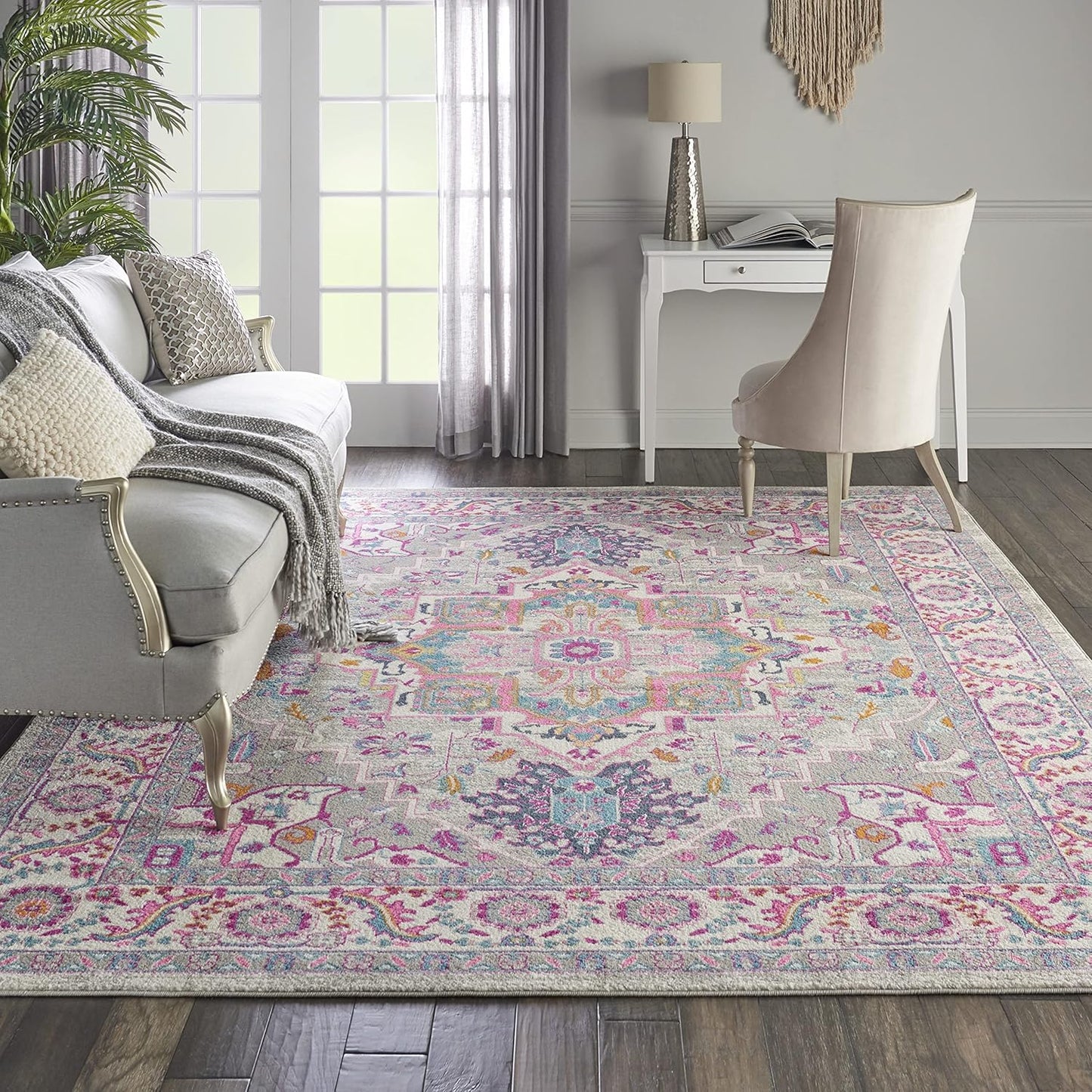 Nourison Home Passion Teal Multicolor 9' x 12' Area Rug - Easy Clean, Non Shedding, Bed Room, Living Room, Dining Room, Kitchen (9' x 12')