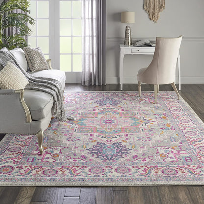 Nourison Home Passion Teal Multicolor 9' x 12' Area Rug - Easy Clean, Non Shedding, Bed Room, Living Room, Dining Room, Kitchen (9' x 12')