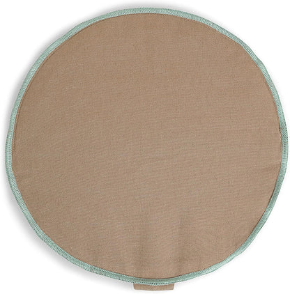 Organic Round Meditation Cushion by renoo - Durable Comfortable Cotton, Linen, Hemp - Modern Zafu - Buckwheat Floor Pillow Yoga Bolster in 15 Colors Removable Cover - 15 inches - Vanilla